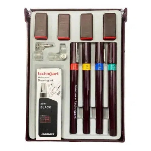 Kit De 4 Estilógrafo Recargables Técnico Isomars Technoart
