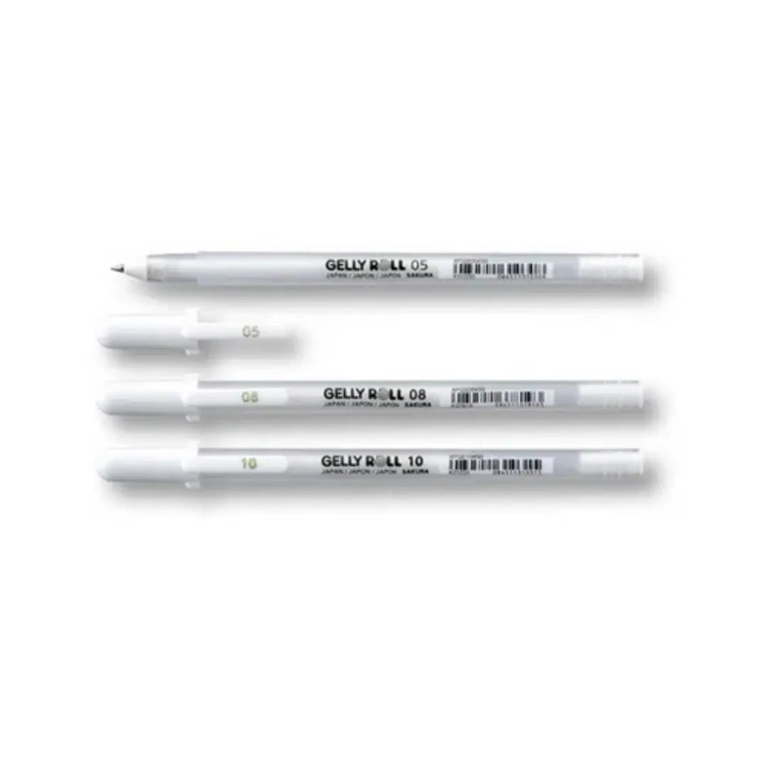 Kit De 3 Pluma de Gel Gelly Roll Sakura Blancas Diferentes Puntas