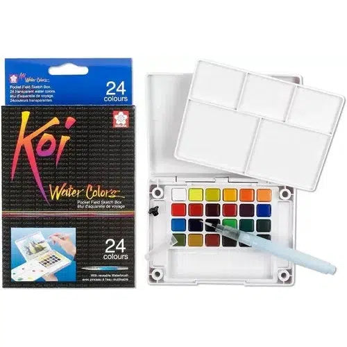 Acuarelas Sakura Koi 24 Pastillas Y Pincel Agua Estuche Arte