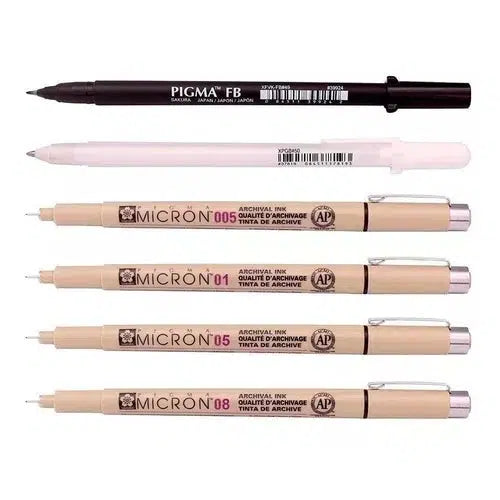 Kit Estilógrafo Pigma Micron Manga Puntas Diferentes 6 Pzs