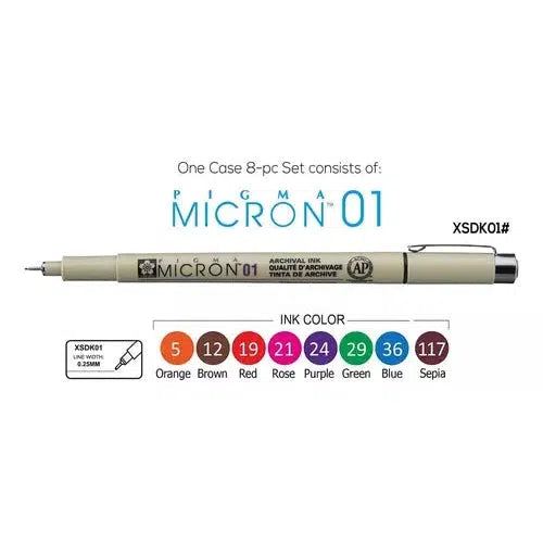 Kit Estilógrafo Pigma Micron 01 Diferentes Colores 8 Piezas