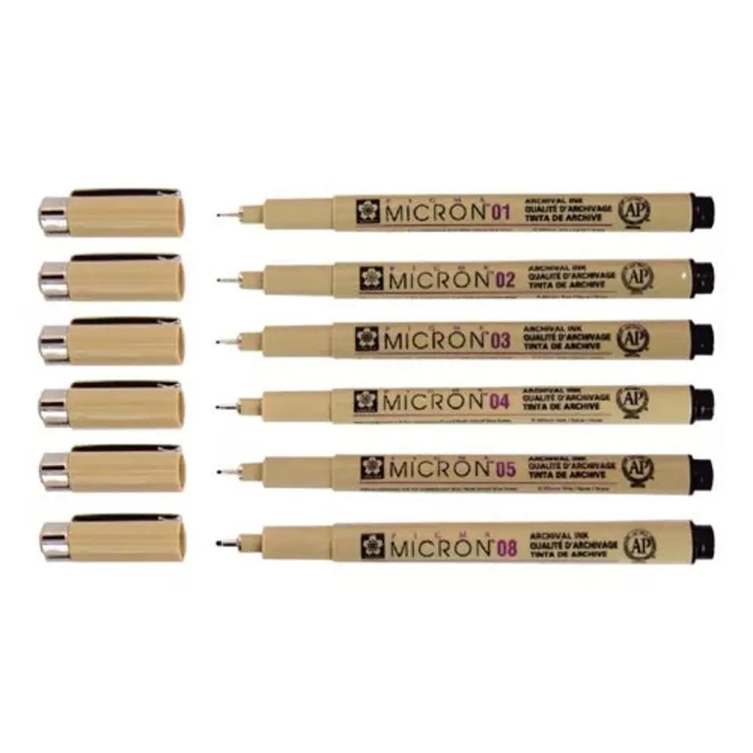 Kit Estilógrafo Pigma Micron Tinta Puntas Diferentes 6 Pzs