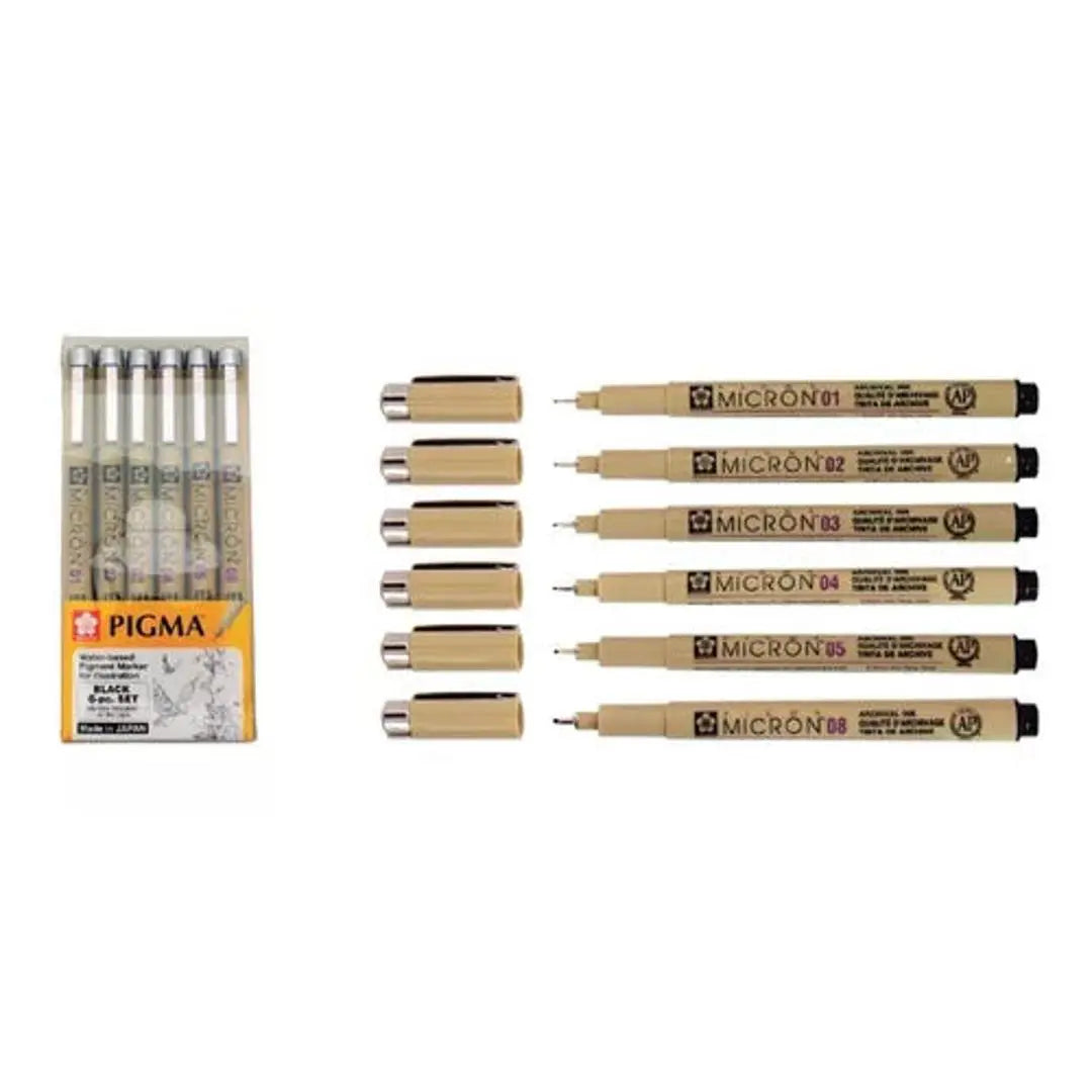 Kit Estilógrafo Pigma Micron Tinta Puntas Diferentes 6 Pzs