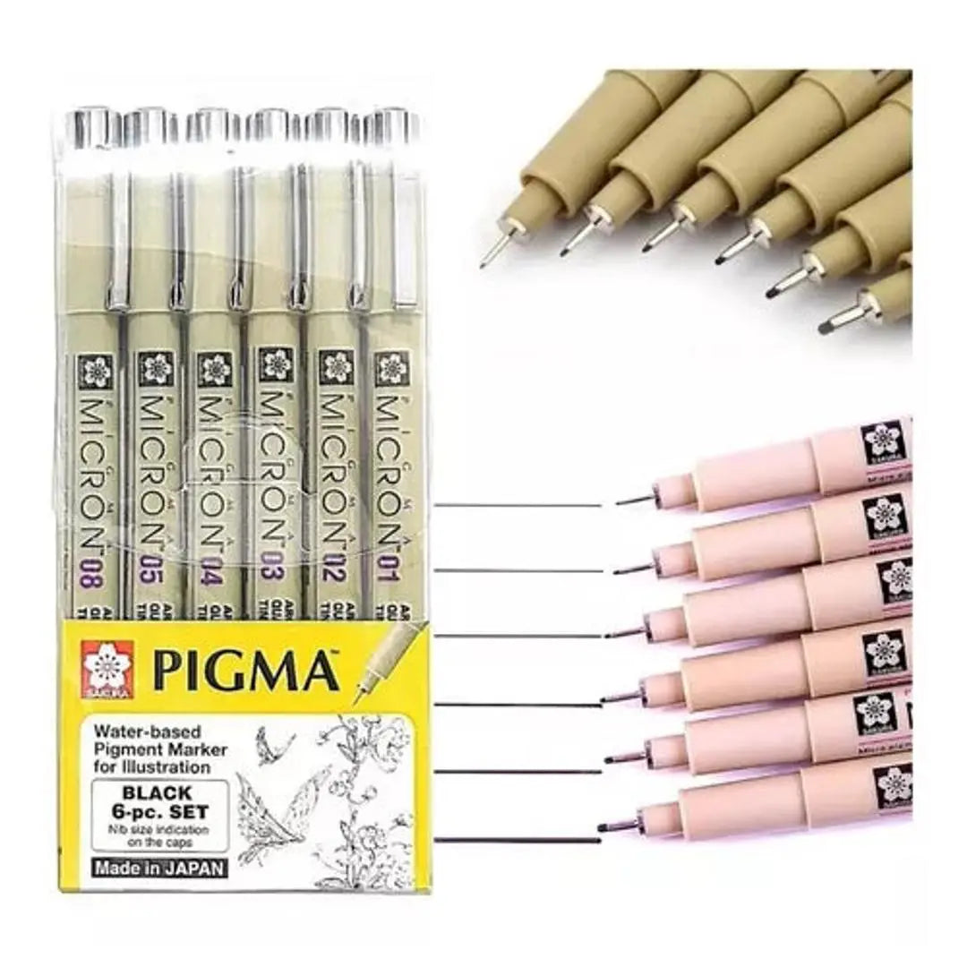 Kit Estilógrafo Pigma Micron Tinta Puntas Diferentes 6 Pzs