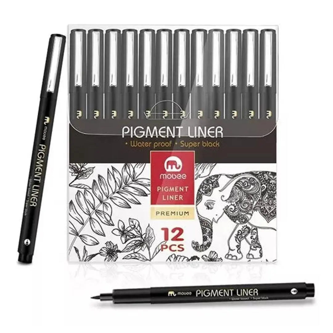 Kit Estilógrafo Profesional Negro Puntas Diferentes 12 Pzs