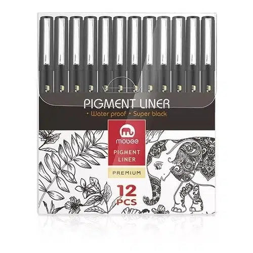 Kit Estilógrafo Profesional Negro Puntas Diferentes 12 Pzs