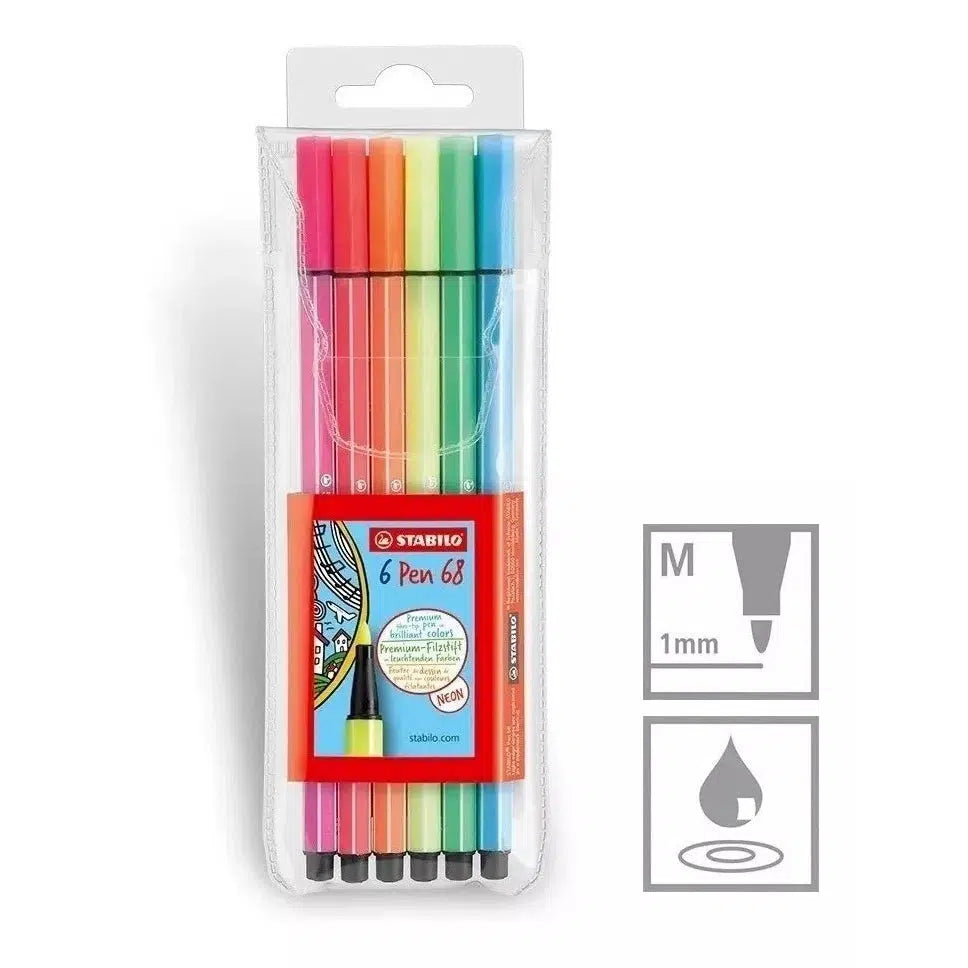 Rotulador Stabilo Pen 68 Neón 1 Mm Estuche Con 6 Colores