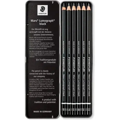 Lápices Para Dibujo Mars Lumograph Black Staedtler Est. 6 Pz