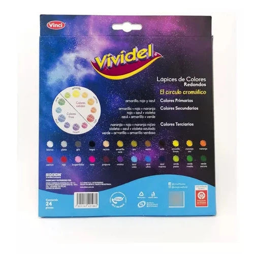 Lápices De Colores Redondos Vividel 4 Mm Caja Con 24 Piezas
