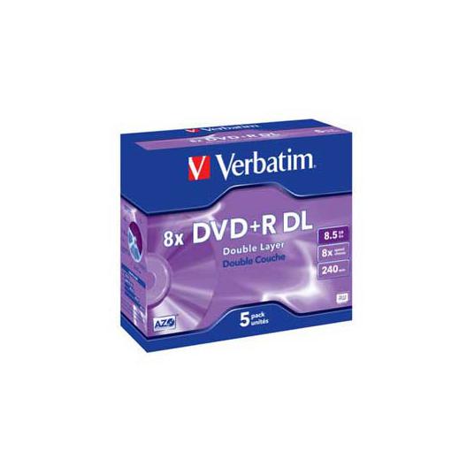 Verbatim Discos Virgenes para DVD, DVD+R DL, 8x, 5 Discos 95311