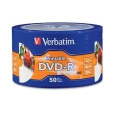Verbatim Torre de Discos Virgenes Imprimibles para DVD, DVD-R, 16x, 50 Discos