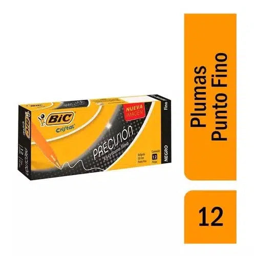 Pluma Lapicero Bic Cristal Punto Fino 0.8 Mm Caja 12 Pzs