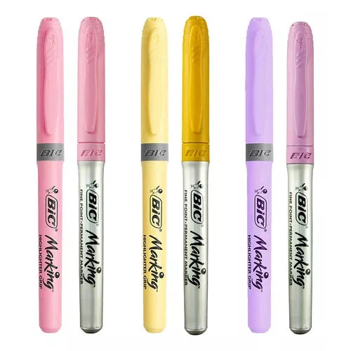 Plumón Bic Permanente Pastel Y Resaltadores Pastel 12 Piezas