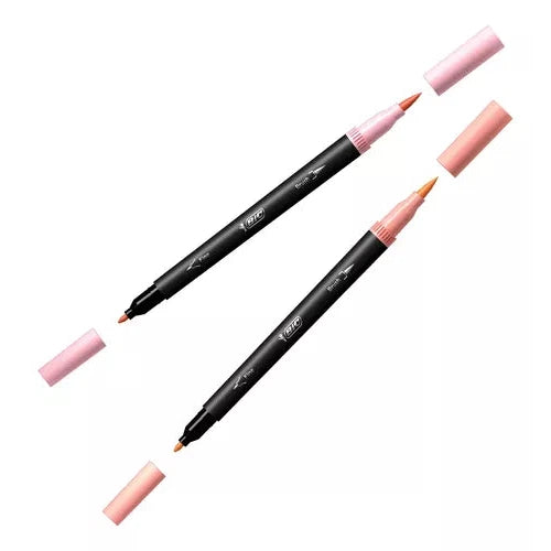 Plumón Bic Intensity Doble Punta Punto Fino Y Pincel 5 Pzas