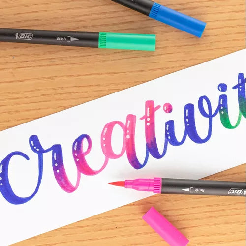 Plumón Bic Intensity Doble Punta Punto Fino Y Pincel 5 Pzas