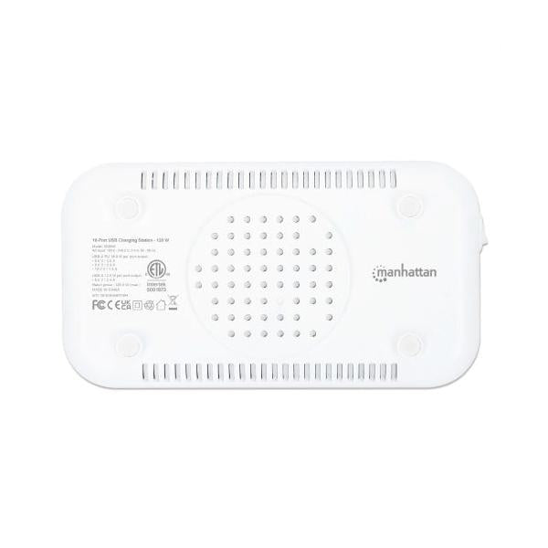 Manhattan Estación de Carga 180856, 7x USB A, 3x USB C, Blanco/Gris