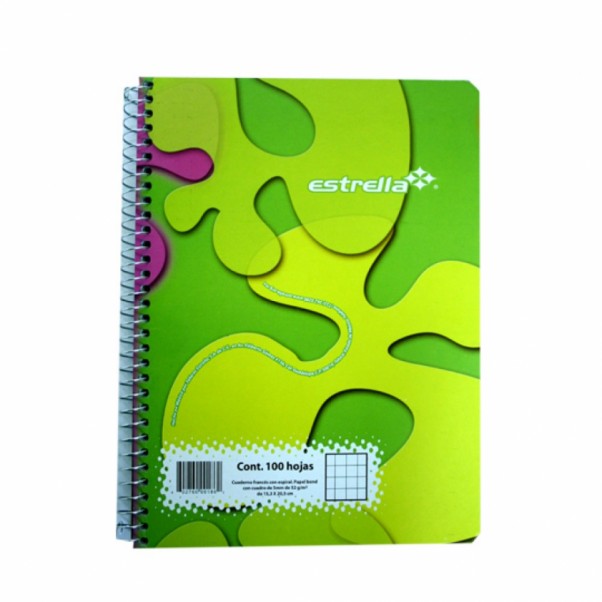 Estrella Cuaderno Forma Francesa de Cuadro Chico 5mm, 100 Hojas
