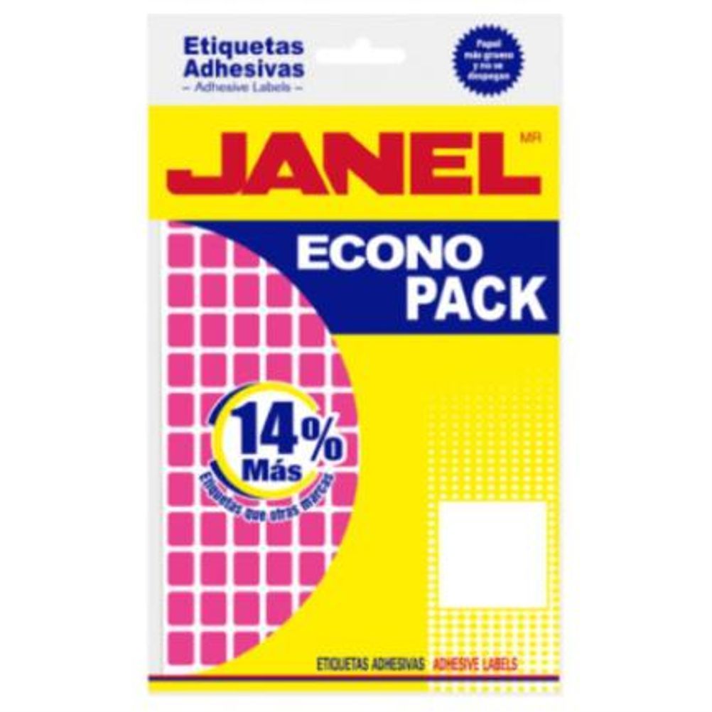 Etiquetas Adhesivas Janel Econopack No 4 (8x20mm) Cuadrado Papel Flourecente Rosa 1008 Etiqueta(s)