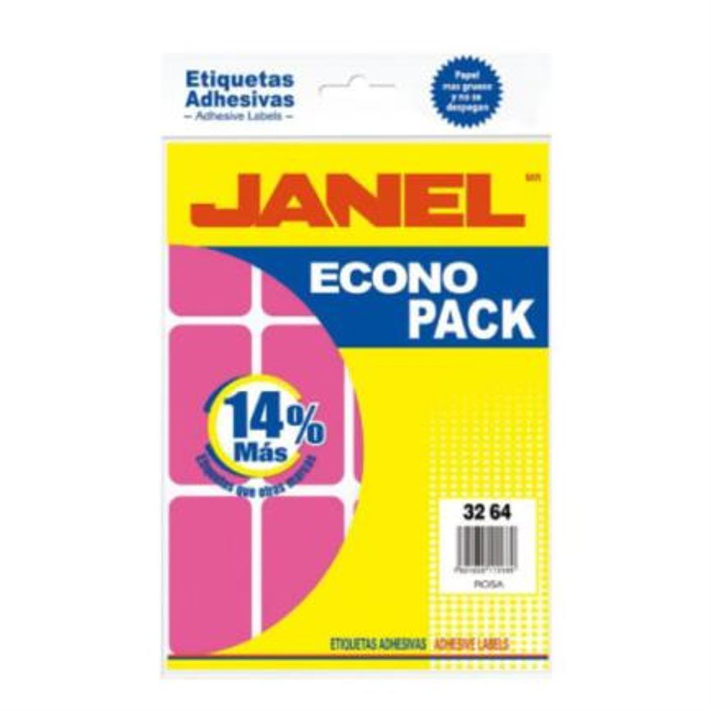 Etiquetas Adhesivas Janel Econopack (32x64mm) Papel Flourecente Rosa 96 Etiqueta(s)