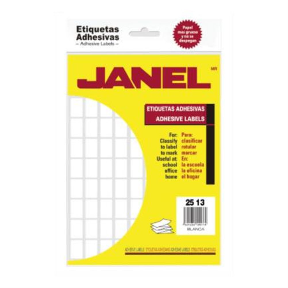 Etiquetas Adhesivas Janel (25x13) Papel Glasin Blanco