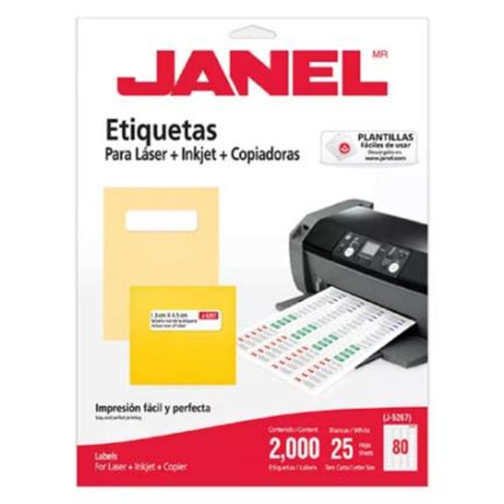 Etiquetas Adhesivas Janel Láser J-5267 (1.3x4.5cm) 8000 Etiqueta(s)