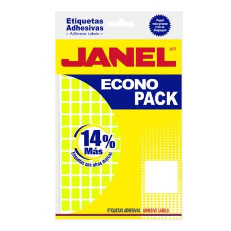 Etiquetas Adhesivas Janel Econopack No 4 (8x20mm) Acrílico Base Agua Cuadrado Papel Flourecente Amarilla 1008 Etiqueta(s)