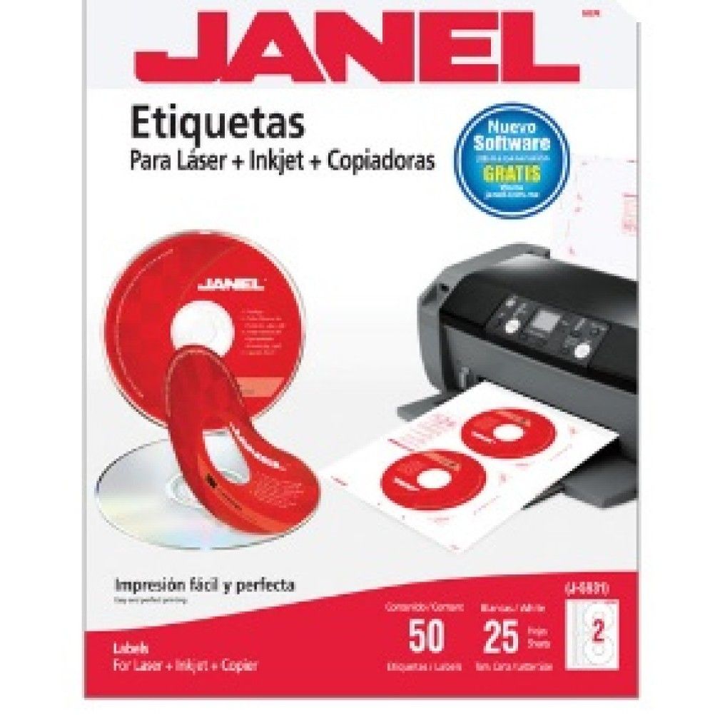 Etiquetas Autoadhesivas Janel 1085931101 Inyeccion de Tinta 1250 Pieza(s) Blanco
