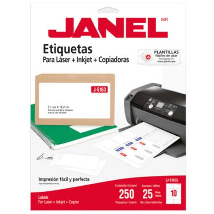 Etiquetas Autoadhesivas Janel 1095163101 Láser, Inyección de Tinta 1000 Pieza(s) Blanco