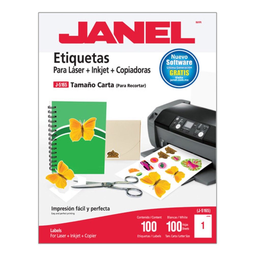 Etiquetas Autoadhesivas Janel 1095165101 Laser Inyeccion de Tinta 100 Pieza(s) Blanco