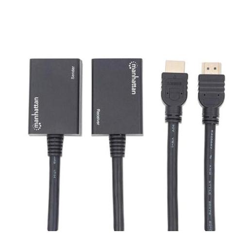 Manhattan Extensor HDMI por Cat5e/Cat6, Distancia Máxima 30 Metros, Cables HDMI Integrados