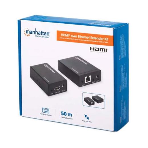 Manhattan Kit Extensor HDMI 207584, 1920 x 1200 Pixeles, 1x RJ-45, 2 Piezas