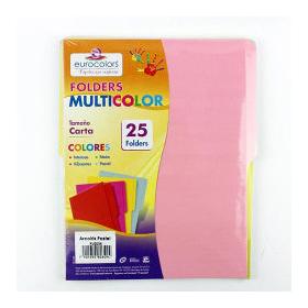 Eurocolors Fólder PU0004, Paquete de 25 Piezas, Tamaño Carta, Varios Colores Pastel