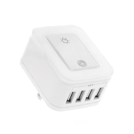 Tomacorriente Forza FWT-4012USB con Protector Sobretención 4 Puertos USB de 5V Luz Nocturna Regulable