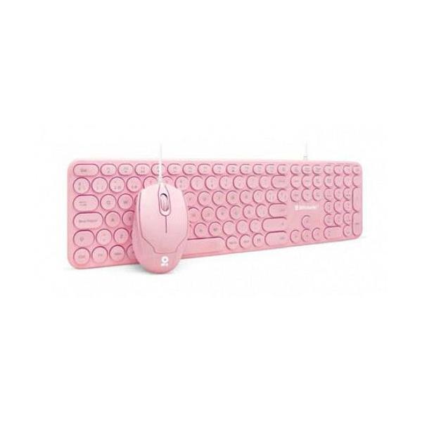 Kit de Teclado y Mouse BRobotix 6001196, Alámbrico, USB, Rosa (Español)