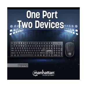 Kit de Teclado y Mouse Manhattan 178990, Inalámbrico, USB, Negro (Español)