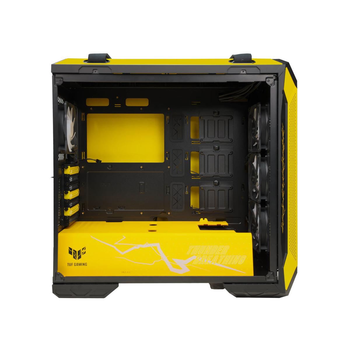 Gabinete ASUS TUF Gaming GT501 Demon Slayer con Ventana RGB, Midi Tower, ATX/EATX/Micro ATX/Mini-ITX, USB 3.1, sin Fuente, 4 Ventiladores Instalados, Amarillo