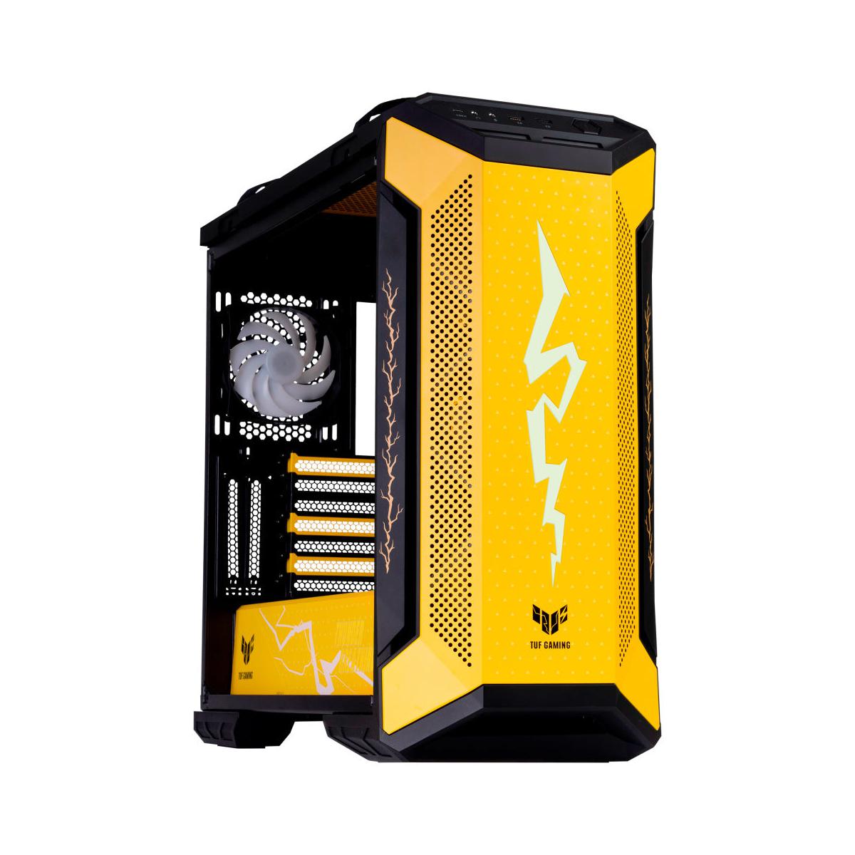 Gabinete ASUS TUF Gaming GT501 Demon Slayer con Ventana RGB, Midi Tower, ATX/EATX/Micro ATX/Mini-ITX, USB 3.1, sin Fuente, 4 Ventiladores Instalados, Amarillo