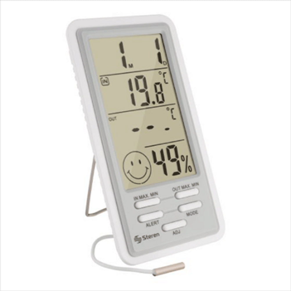Termometro Digital Steren TER-150 LCD Inalámbrico Infrarrojo Sensor de Humedad Blanco
