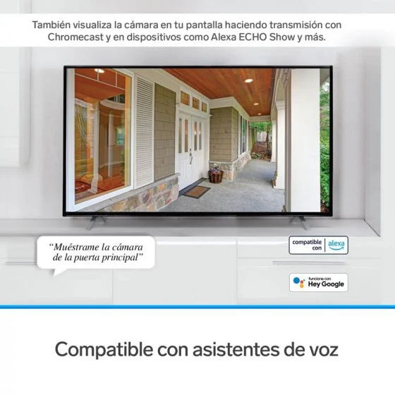 Cámara de seguridad Wi-Fi* 2 Mpx fija con batería recargable, compatible con asistentes de voz