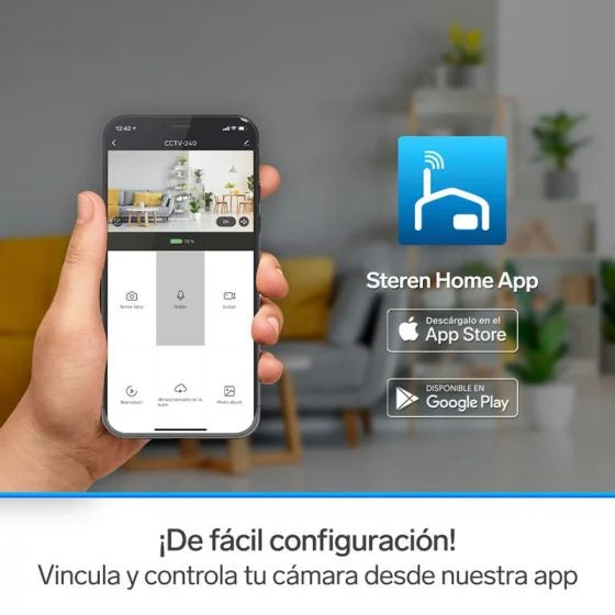 Cámara de seguridad Wi-Fi* 2 Mpx fija con batería recargable, compatible con asistentes de voz