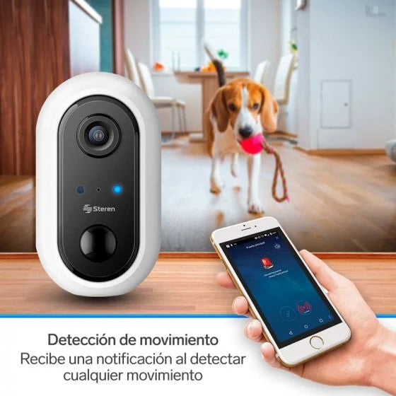 Cámara de seguridad Wi-Fi* 2 Mpx fija con batería recargable, compatible con asistentes de voz