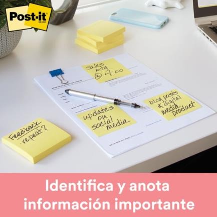 Notas 3M Post-It 654 3X3 Amarillo 100Hjs C/12