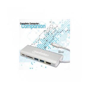 Manhattan Hub USB 3.1 Macho - 2x USB A, 1x UBS C, 1x HDMI Hembra, 40000 Mbit/s, Plata