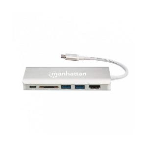 Manhattan Hub USB 3.1 Macho - 2x USB A, 1x UBS C, 1x HDMI Hembra, 40000 Mbit/s, Plata