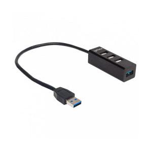 Manhattan Hub USB A 3.0 de 4 Puertos, 5000 Mbit/s, Negro