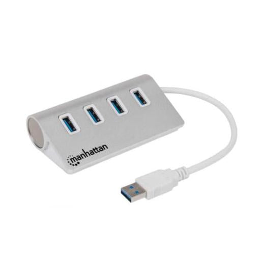 Manhattan Hub USB A 3.1 Macho - 4x USB A 3.0 Hembra, 5000 Mbit/s, Blanco