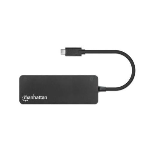 Manhattan Hub USB-C 3.2 Macho - 4x USB 3.2 Hembra, 5000 Mbit/s, Negro