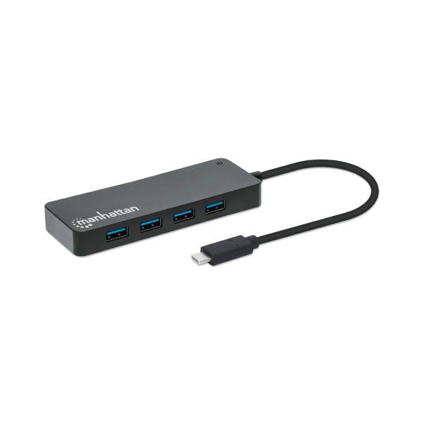 Manhattan Hub USB-C Macho, 7x USB-A 3.2, 1x USB Micro-B, 5 Gbit/s, Negro
