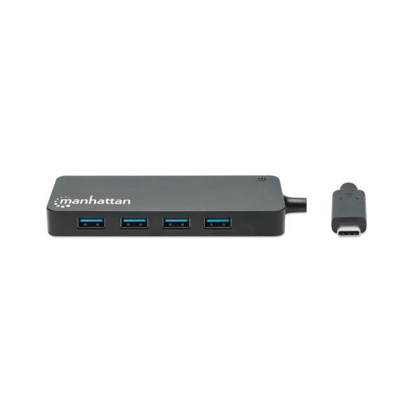 Manhattan Hub USB-C Macho, 7x USB-A 3.2, 1x USB Micro-B, 5 Gbit/s, Negro