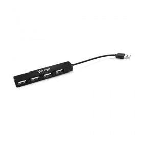 Vorago Hub USB 2.0 - 4x USB 2.0 Hembra, 480 Mbit/s, Negro